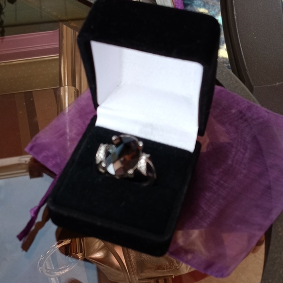 New-Smokey Quartz & White Topaz 925 SS Ring - Picture 13 of 13